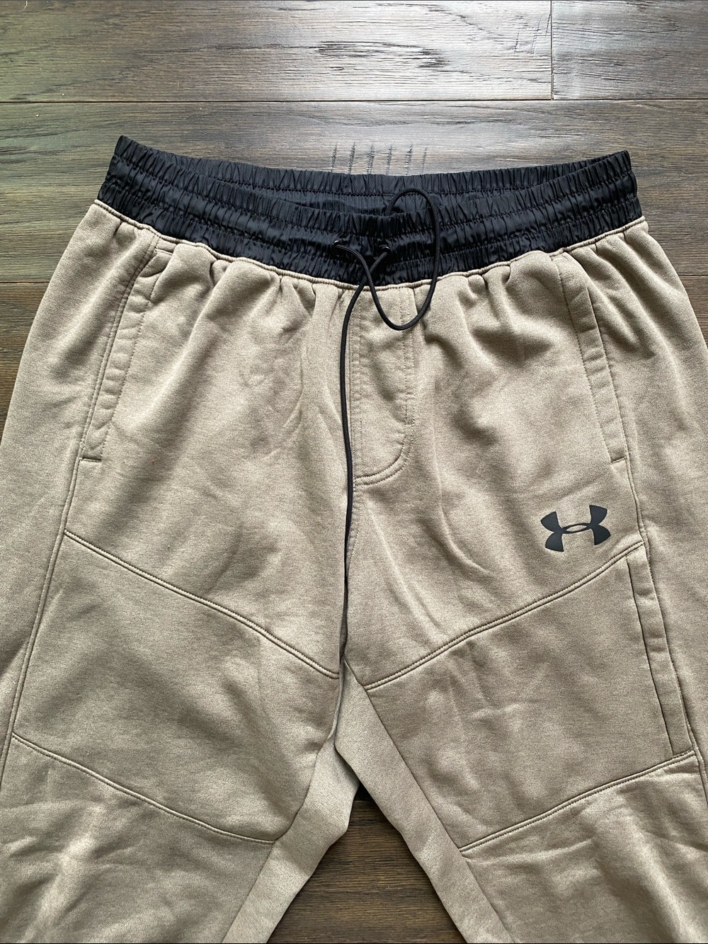 Under Armour Tan Sweat Joggers Mens Sz Large Elastic Waist - Picture 2 of 6
